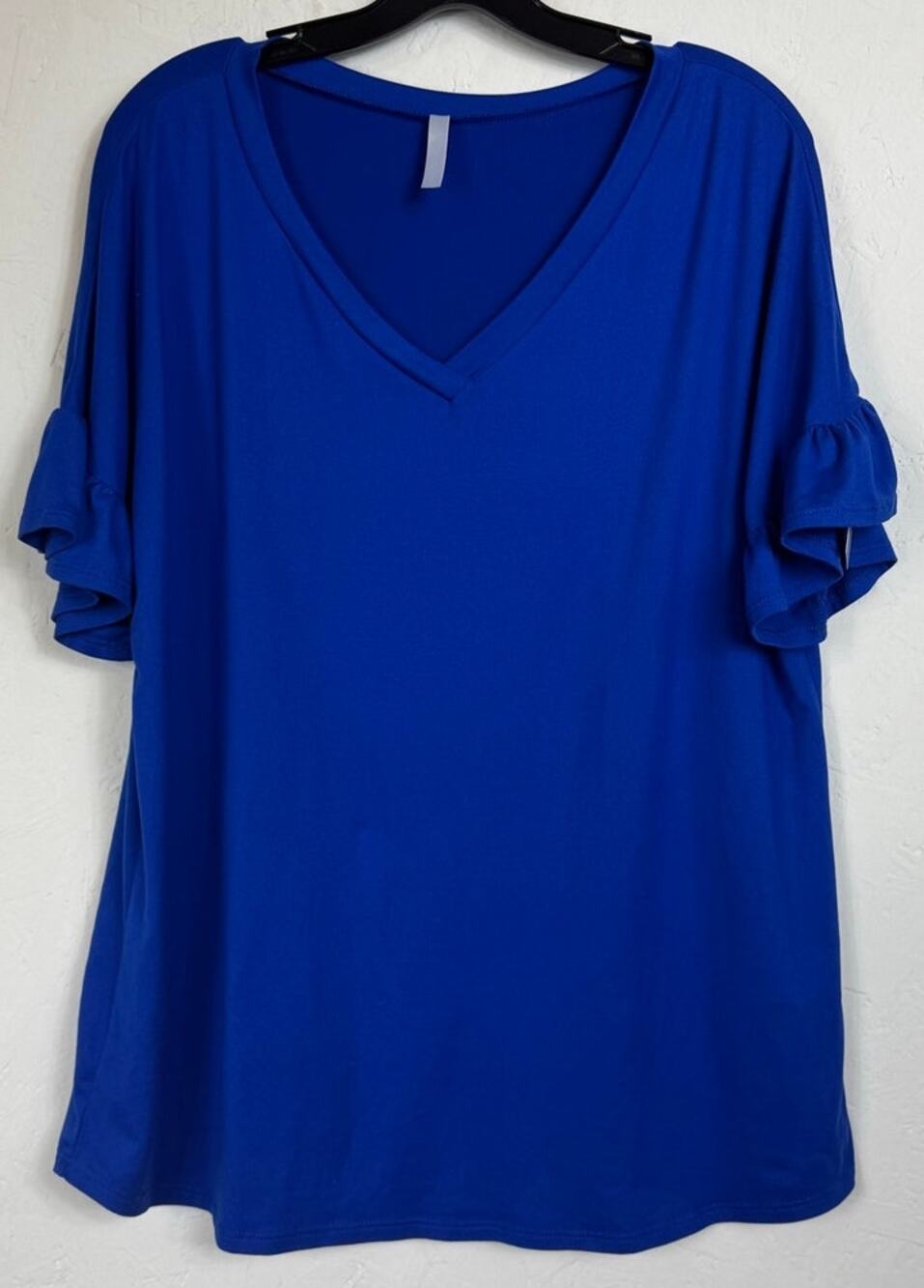 N/A Blue Short Sleeve Blouse Women's 1XL
